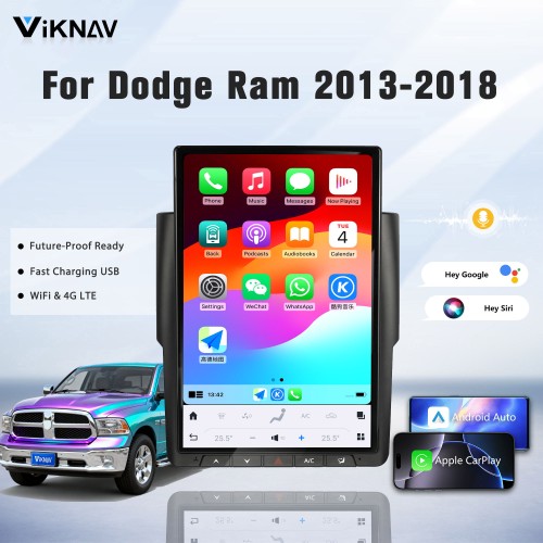 Viknav 14.4 Inch Touch Screen Car Radio For Dodge Ram 2013-2018 Upgrade Android Head Unit Wirless Carplay GPS Navigation Player Autoradio Replacement