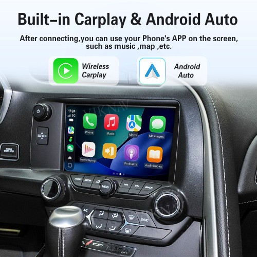 Viknav Linux Interface Box for Chevrolet Corvette C7 2013-2019 Wireless CarPlay Decoder Android Auto GPS Navigatipn Original Car Radio Screen
