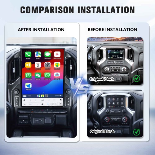 Viknav 15.6" Touch Screen Car Radio For Chevrolet Silverado GMC SIERRA 2019 2020 2021 2022 2023 Multimedia Player Android Auto GPS Navigation Wireless Carplay (128GB)