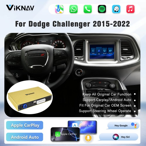 Viknav Linux Carplay System Box for Dodge Challenger 2015-2022 Wireless CarPlay & Android Auto