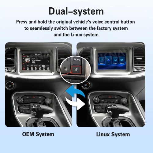 Viknav Linux Carplay System Box for Dodge Challenger 2015-2022 Wireless CarPlay & Android Auto