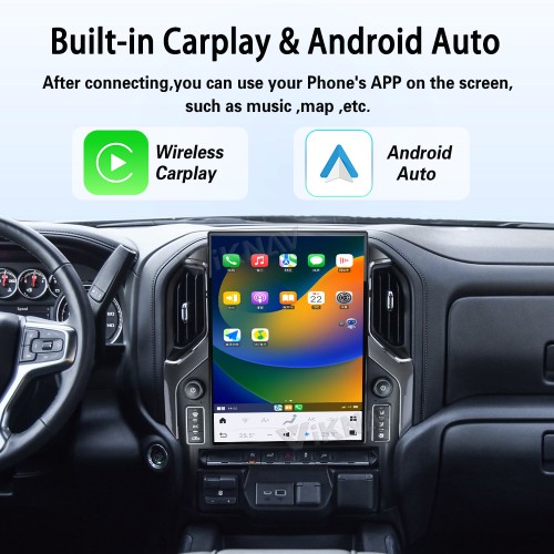 Viknav 15.6" Touch Screen Car Radio For Chevrolet Silverado GMC SIERRA 2019 2020 2021 2022 2023 Multimedia Player Android Auto GPS Navigation Wireless Carplay (128GB)