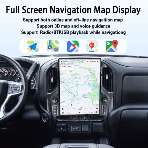 Viknav 15.6" Touch Screen Car Radio For Chevrolet Silverado GMC SIERRA 2019 2020 2021 2022 2023 Multimedia Player Android Auto GPS Navigation Wireless Carplay (128GB)