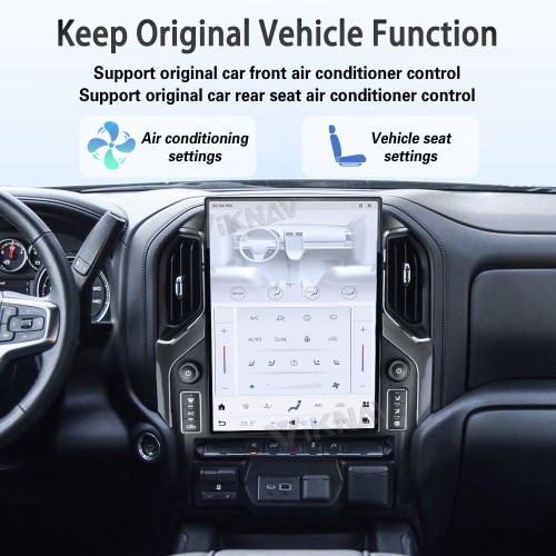 Viknav 15.6" Touch Screen Car Radio For Chevrolet Silverado GMC SIERRA 2019 2020 2021 2022 2023 Multimedia Player Android Auto GPS Navigation Wireless Carplay (128GB)