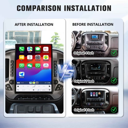 Viknav 15.6 Inch Larger Screen Car Radio For Chevrolet Silverado / GMC SIERRA 2014-2018 Android Head Unit Wirless Carplay GPS Navigation Player Autoradio (Silvery 128GB)