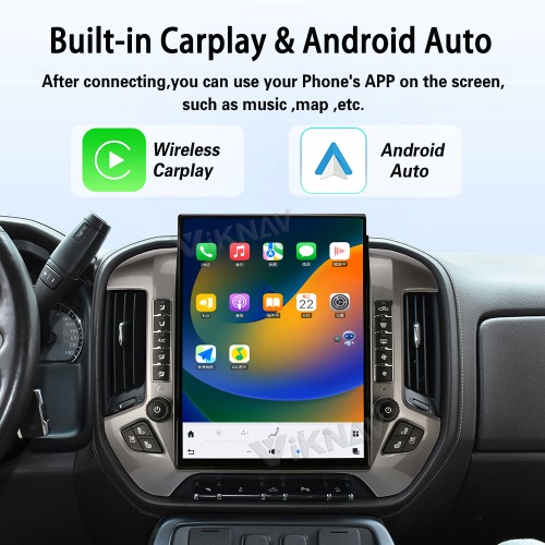 Viknav 15.6 Inch Larger Screen Car Radio For Chevrolet Silverado / GMC SIERRA 2014-2018 Android Head Unit Wirless Carplay GPS Navigation Player Autoradio (Silvery 128GB)