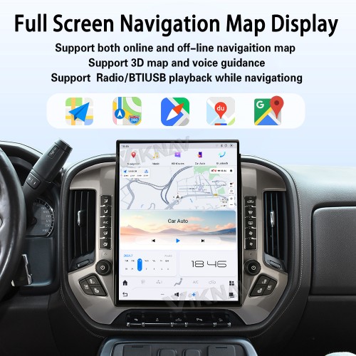 Viknav 15.6 Inch Larger Screen Car Radio For Chevrolet Silverado / GMC SIERRA 2014-2018 Android Head Unit Wirless Carplay GPS Navigation Player Autoradio (Silvery 128GB)