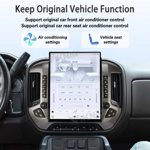 Viknav 15.6 Inch Larger Screen Car Radio For Chevrolet Silverado / GMC SIERRA 2014-2018 Android Head Unit Wirless Carplay GPS Navigation Player Autoradio (Silvery 128GB)