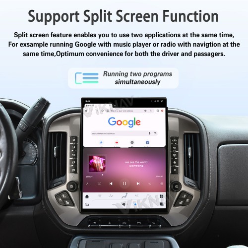 Viknav 15.6 Inch Larger Screen Car Radio For Chevrolet Silverado / GMC SIERRA 2014-2018 Android Head Unit Wirless Carplay GPS Navigation Player Autoradio (Silvery 128GB)