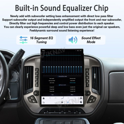 Viknav 15.6 Inch Larger Screen Car Radio For Chevrolet Silverado / GMC SIERRA 2014-2018 Android Head Unit Wirless Carplay GPS Navigation Player Autoradio (Silvery 128GB)