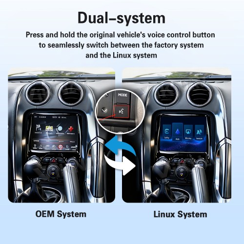 Viknav Linux Carplay System Box for Dodge Viper 2013-2016 Wireless CarPlay & Android Auto Retain Original Screen & Functions