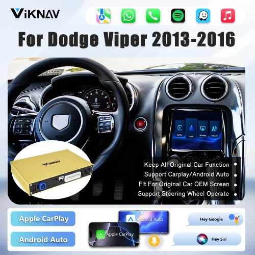 Viknav Linux Carplay System Box for Dodge Viper 2013-2016 Wireless CarPlay & Android Auto Retain Original Screen & Functions