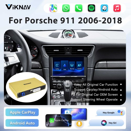 Viknav Linux System Wireless Carplay Android Auto Decorder Box for Porsche 911 2006-2018 Upgrade Interface Autolink Airplay Decoding Box