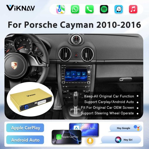 Viknav Linux System Wireless Carplay Android Auto Decorder Box for Porsche Cayman PCM 3.1 2010-2016 Decoding Box Upgrade Interface Autolink Airplay