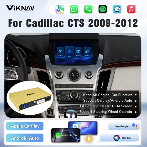 Viknav Linux CarPlay System BOX For Cadillac CTS 2009-2012 Wireless Decoder to Keep OEM Screen & Functions