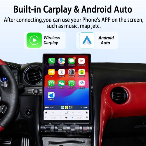 Viknav Upgrade Android Car Radio 14.4 inch For Nissan GTR R35 2008-2015 Wireless Carpaly Android Auto Touch Screen GPS Navigation Multimedia player Auto Stereo Head Unit