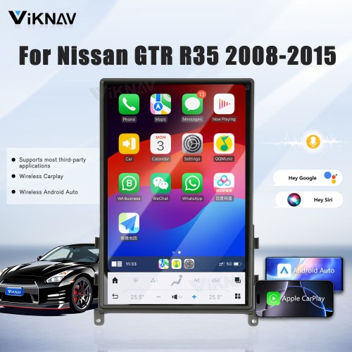 Viknav Upgrade Android Car Radio 14.4 inch For Nissan GTR R35 2008-2015 Wireless Carpaly Android Auto Touch Screen GPS Navigation Multimedia player Auto Stereo Head Unit