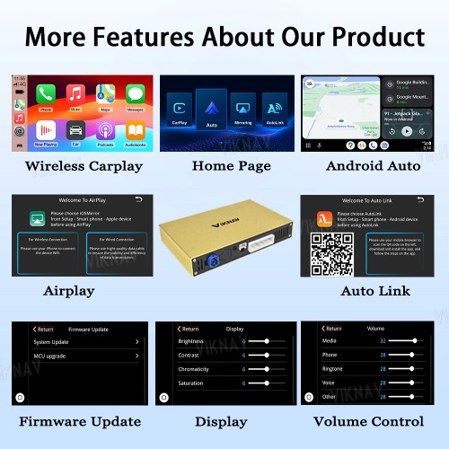 Viknav Linux System Wireless Carplay Android Auto Decorder Box for Porsche Cayman PCM 3.1 2010-2016 Decoding Box Upgrade Interface Autolink Airplay