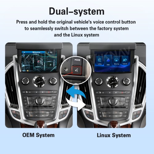 Viknav Linux System Wireless Carplay Android Auto Decoder Box for Cadillac SRX 2009-2012 Upgrade Interface Retain Original Screen