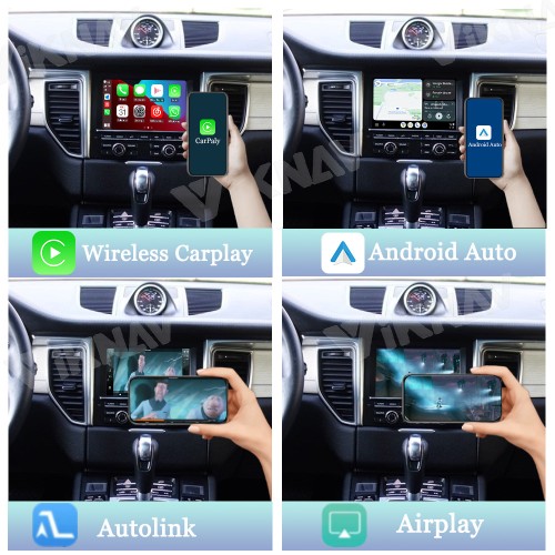Viknav Linux System Wireless Carplay Android Auto Decorder Box for Porsche Macan PCM 3.1 2014-2016 PCM 4.0 2017 Decoding Box Upgrade Interface Autolink Airplay