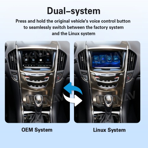 Viknav decoder box for Cadillac ATS-L 2014-2020 Linux Box Wireless CarPlay Android Auto Retain OEM