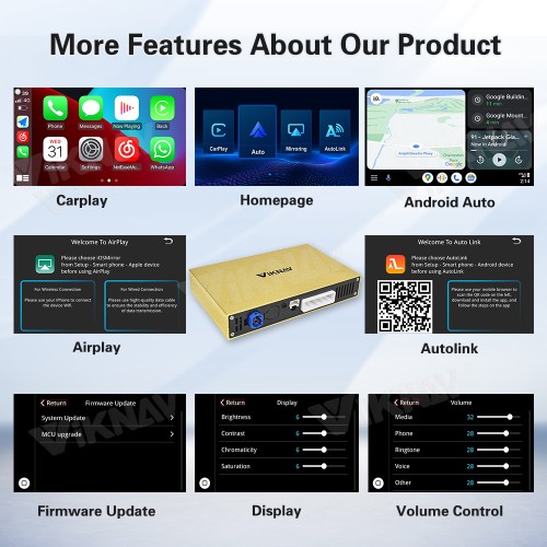 Viknav Linux Interface Box for Chevrolet Corvette C7 2013-2019 Wireless CarPlay Decoder Android Auto GPS Navigatipn Original Car Radio Screen