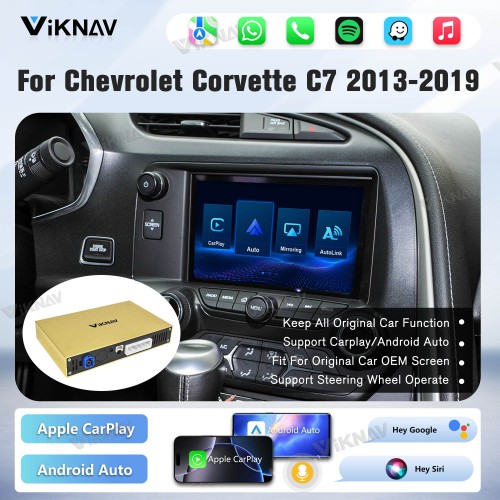 Viknav Linux Interface Box for Chevrolet Corvette C7 2013-2019 Wireless CarPlay Decoder Android Auto GPS Navigatipn Original Car Radio Screen