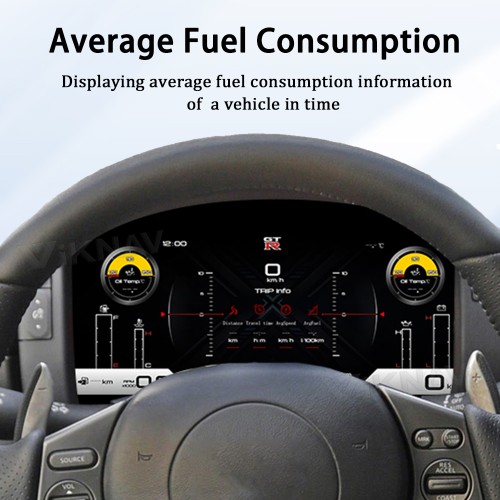 Viknav 12.3inch For Nissan GTR 2008-2015 LCD Digital Cluster Dashboard Panel Speedometer Screen Virtual Instrument Cluster Virtual Cockpit