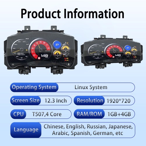 Viknav 12.3inch For Nissan GTR 2008-2015 LCD Digital Cluster Dashboard Panel Speedometer Screen Virtual Instrument Cluster Virtual Cockpit