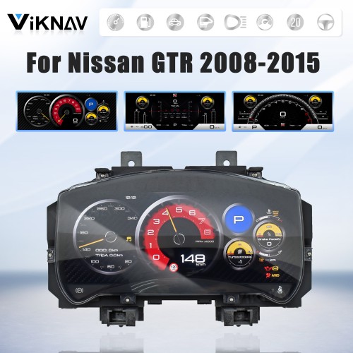 Viknav 12.3inch For Nissan GTR 2008-2015 LCD Digital Cluster Dashboard Panel Speedometer Screen Virtual Instrument Cluster Virtual Cockpit