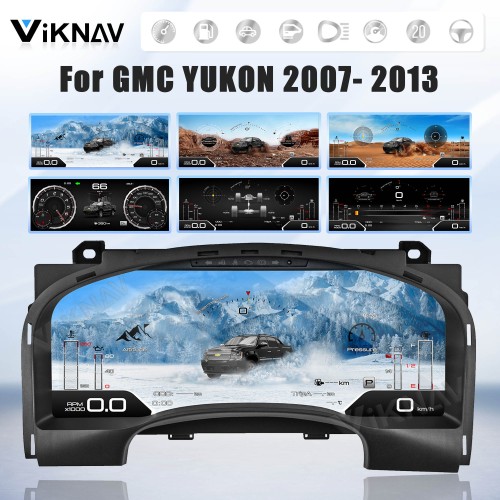 Viknav 15.1 Inch LCD Screen Car Digital Cluster For GMC Yukon Chevrolet Silverado Tahoe Suburban 2007-2013 Linux System Car Digital Speedometer Dashboard Panel Instrument Panel Virtual Cockpit
