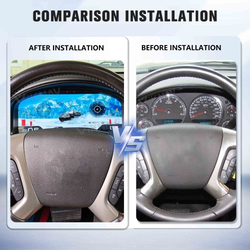 Viknav 15.1 Inch LCD Screen Car Digital Cluster For GMC Yukon Chevrolet Silverado Tahoe Suburban 2007-2013 Linux System Car Digital Speedometer Dashboard Panel Instrument Panel Virtual Cockpit