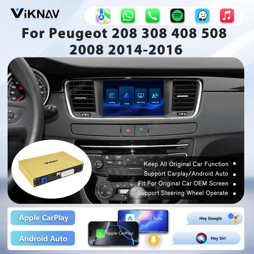 Viknav Car Decoder Box Linux Interface for Peugeot Upgrade interface Wireless Android Auto Apple CarPlay