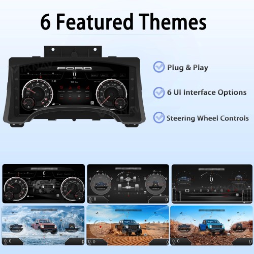 Viknav 15.1inch For Ford F150 2009-2014 LCD Digital Cluster Dashboard Panel Speedometer Screen Virtual Instrument Cluster Virtual Cockpit