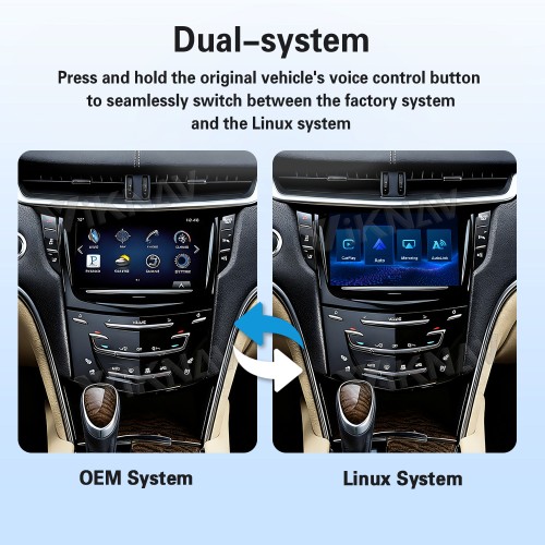 Viknav  Linux System Decoder Box for Cadillac XTS 2013-2017  Wireless CarPlay Android Auto Upgrade Interface Retain OEM CUE Screen & Functions