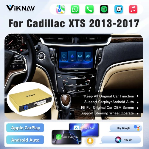 Viknav  Linux System Decoder Box for Cadillac XTS 2013-2017  Wireless CarPlay Android Auto Upgrade Interface Retain OEM CUE Screen & Functions