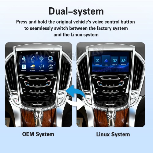 Viknav Linux Decoder Box for Cadillac SRX 2013-2015 Linux System Wireless CarPlay Android Auto Upgrade Interface Retain OEM Screen