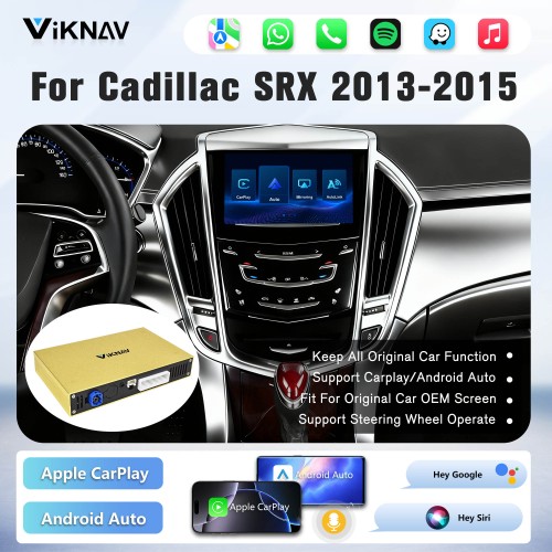 Viknav Linux Decoder Box for Cadillac SRX 2013-2015 Linux System Wireless CarPlay Android Auto Upgrade Interface Retain OEM Screen