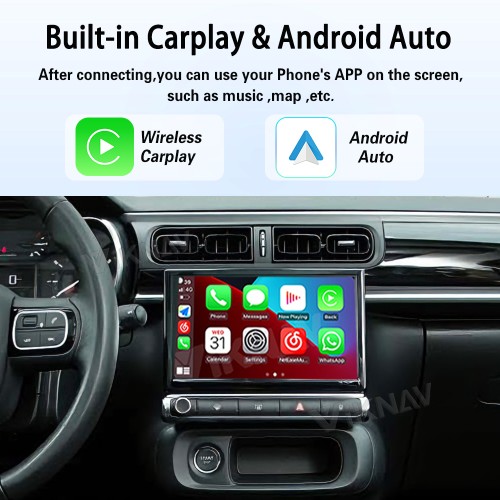 Viknav Linux System Decoder Box for Citroen Wireless CarPlay Android Auto Upgrade Interface Retain OEM CUE Screen & Functions