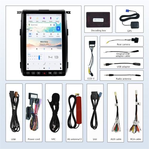Viknav 14.4 Inch Car Radio Android and Digital Cluster Dashboard Panel Speedometer For Ford F150 2013-2014 Stereo Wireless Carplay Android Auto Touch Screen GPS Navigation Multimedia Player
