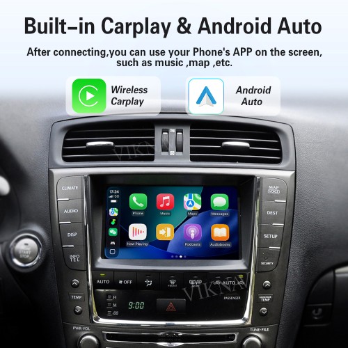 Viknav Linux Interface Box for Lexus IS 2005 -2019 Wireless CarPlay Decoder Android Auto GPS Navigation  Original Car Radio Screen