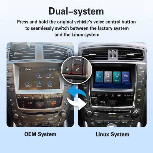 Viknav Linux Interface Box for Lexus IS 2005 -2019 Wireless CarPlay Decoder Android Auto GPS Navigation  Original Car Radio Screen