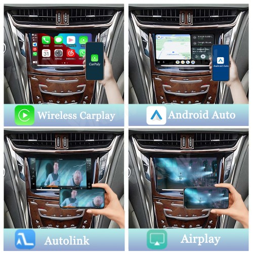 Viknav Linux System Wireless Carplay Android Auto Decorder Box for Cadillac CTS 2014-2015 Upgrade Interface Retain OEM Screen & Functions