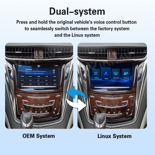 Viknav Linux System Wireless Carplay Android Auto Decorder Box for Cadillac CTS 2014-2015 Upgrade Interface Retain OEM Screen & Functions