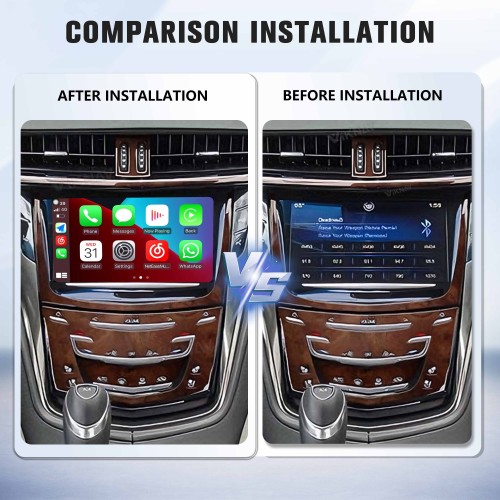 Viknav Linux System Wireless Carplay Android Auto Decorder Box for Cadillac CTS 2014-2015 Upgrade Interface Retain OEM Screen & Functions