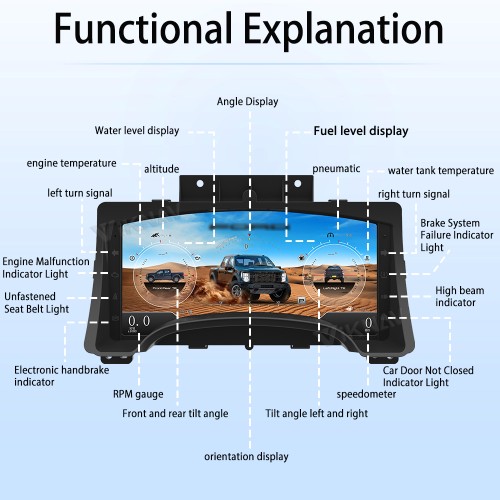 Viknav 14.4 Inch Car Radio Android and Digital Cluster Dashboard Panel Speedometer For Ford F150 2009-2012 Stereo Wireless Carplay Android Auto Touch Screen GPS Navigation Multimedia Player