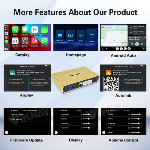 Viknav linux system wireless carplay android auto decoder box for Volkswagen Touareg 2011-2018 GPS Navigatipn Original Car Radio Screen