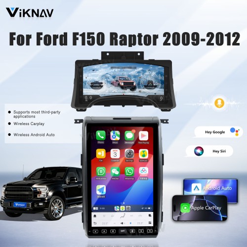Viknav 14.4 Inch Car Radio Android and Digital Cluster Dashboard Panel Speedometer For Ford F150 2009-2012 Stereo Wireless Carplay Android Auto Touch Screen GPS Navigation Multimedia Player
