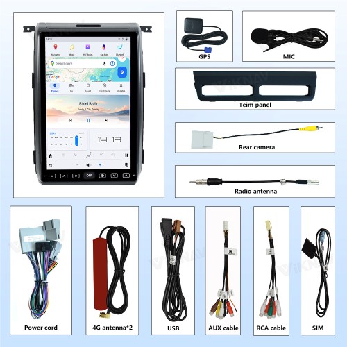 Viknav 14.4 Inch Car Radio Android For Ford F150 2009-2012 Stereo Wireless Carplay Android Auto Touch Screen GPS Navigation Multimedia player 128GB