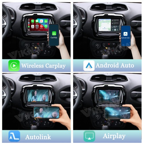 Viknav Linux System Decoder Box for Jeep Renegade Wireless CarPlay Android Auto Upgrade Interface Retain OEM CUE Screen & Functions